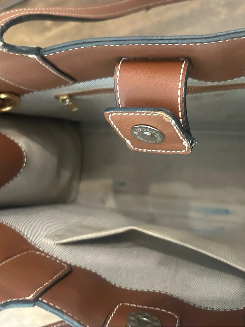 Tory Burch Canvas and Brown Leather Tote